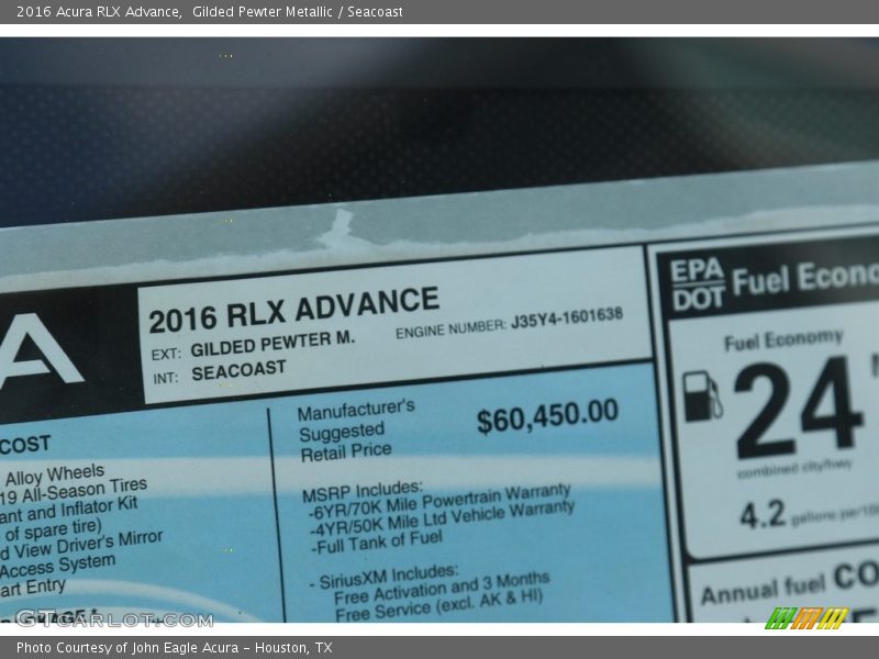  2016 RLX Advance Window Sticker
