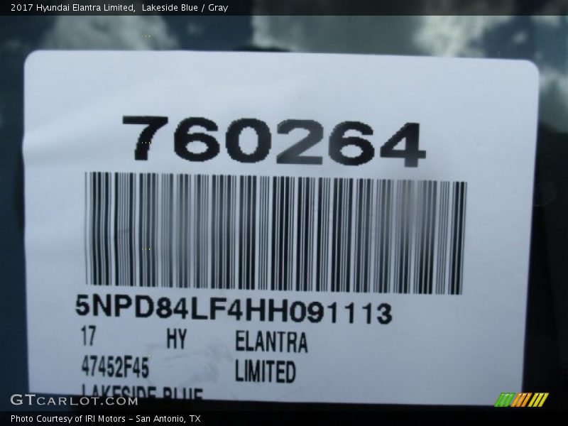 Lakeside Blue / Gray 2017 Hyundai Elantra Limited