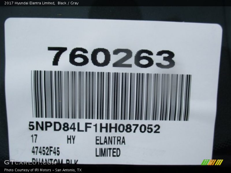 Black / Gray 2017 Hyundai Elantra Limited