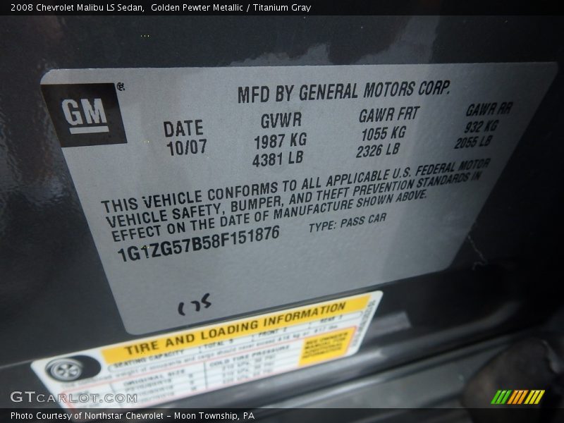 Golden Pewter Metallic / Titanium Gray 2008 Chevrolet Malibu LS Sedan