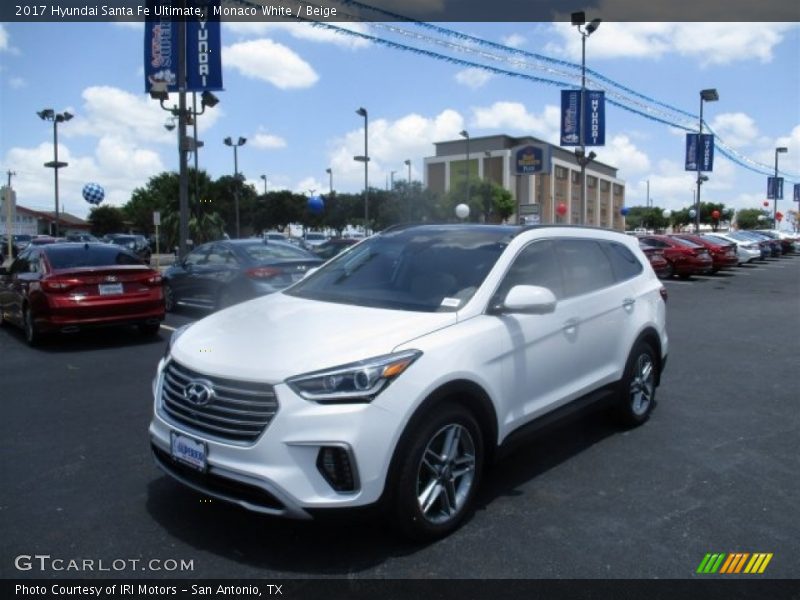 Monaco White / Beige 2017 Hyundai Santa Fe Ultimate