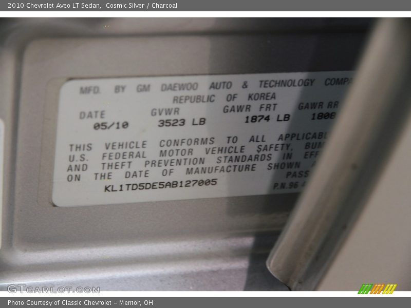 Cosmic Silver / Charcoal 2010 Chevrolet Aveo LT Sedan