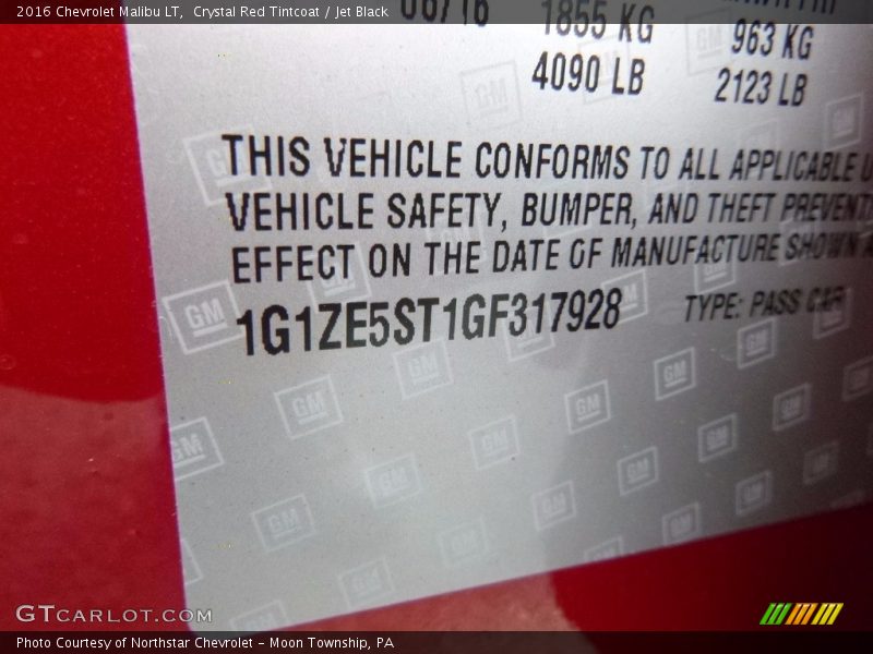 Crystal Red Tintcoat / Jet Black 2016 Chevrolet Malibu LT