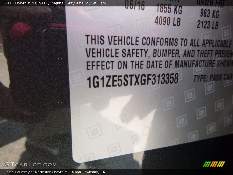 Nightfall Gray Metallic / Jet Black 2016 Chevrolet Malibu LT
