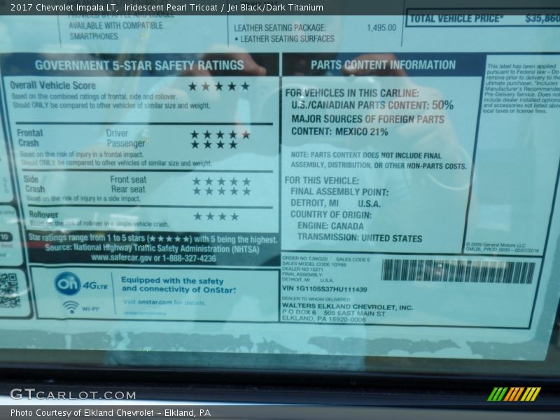 Iridescent Pearl Tricoat / Jet Black/Dark Titanium 2017 Chevrolet Impala LT