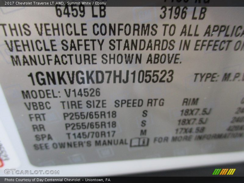 Summit White / Ebony 2017 Chevrolet Traverse LT AWD