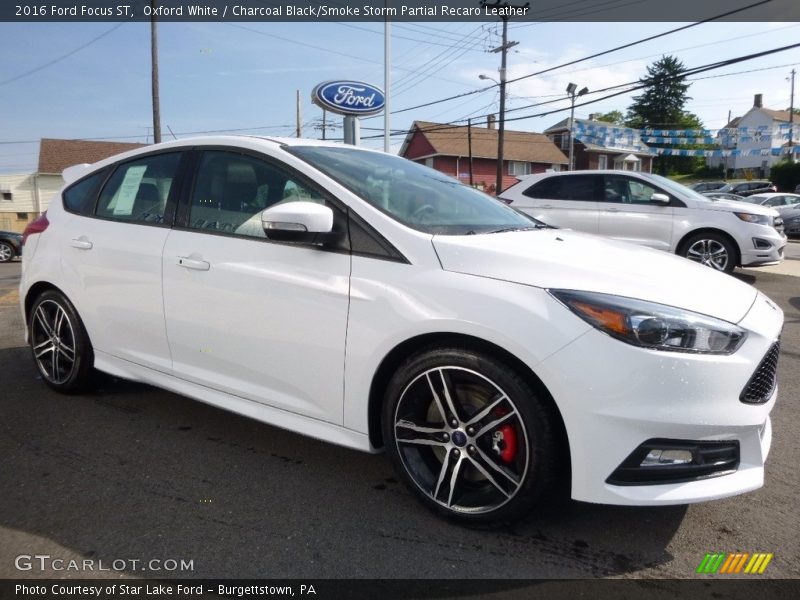 Oxford White / Charcoal Black/Smoke Storm Partial Recaro Leather 2016 Ford Focus ST