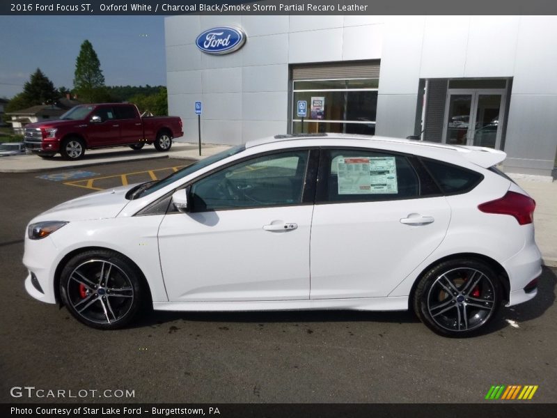 Oxford White / Charcoal Black/Smoke Storm Partial Recaro Leather 2016 Ford Focus ST
