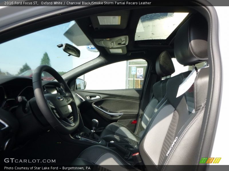 Oxford White / Charcoal Black/Smoke Storm Partial Recaro Leather 2016 Ford Focus ST