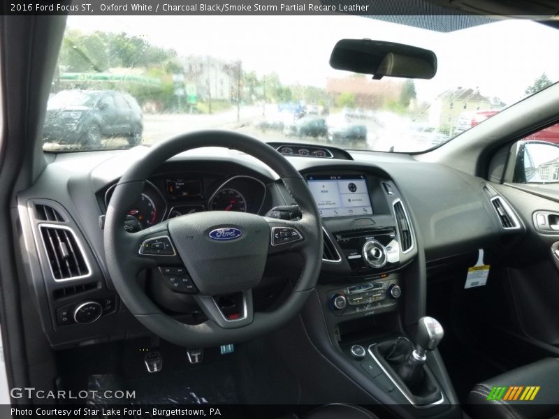 Oxford White / Charcoal Black/Smoke Storm Partial Recaro Leather 2016 Ford Focus ST