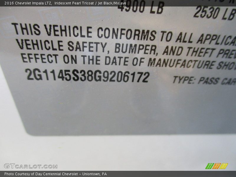 Iridescent Pearl Tricoat / Jet Black/Mojave 2016 Chevrolet Impala LTZ