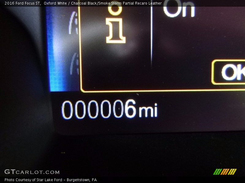 Oxford White / Charcoal Black/Smoke Storm Partial Recaro Leather 2016 Ford Focus ST