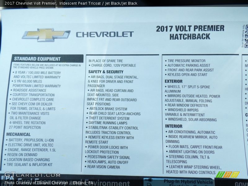  2017 Volt Premier Window Sticker