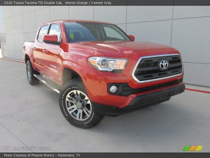 Inferno Orange / Cement Gray 2016 Toyota Tacoma TSS Double Cab