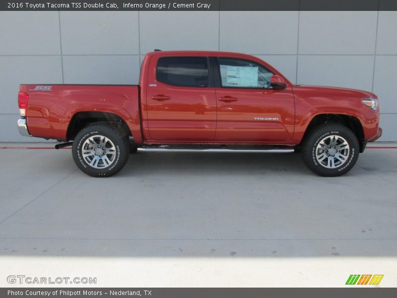 Inferno Orange / Cement Gray 2016 Toyota Tacoma TSS Double Cab