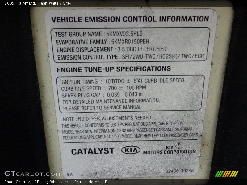 Pearl White / Gray 2005 Kia Amanti