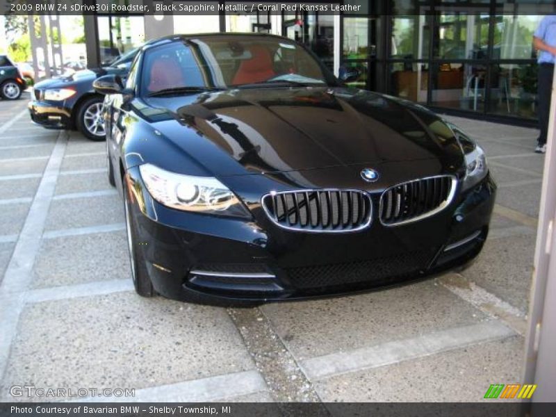 Black Sapphire Metallic / Coral Red Kansas Leather 2009 BMW Z4 sDrive30i Roadster