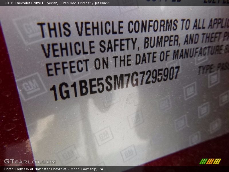Siren Red Tintcoat / Jet Black 2016 Chevrolet Cruze LT Sedan