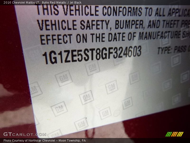Butte Red Metallic / Jet Black 2016 Chevrolet Malibu LT