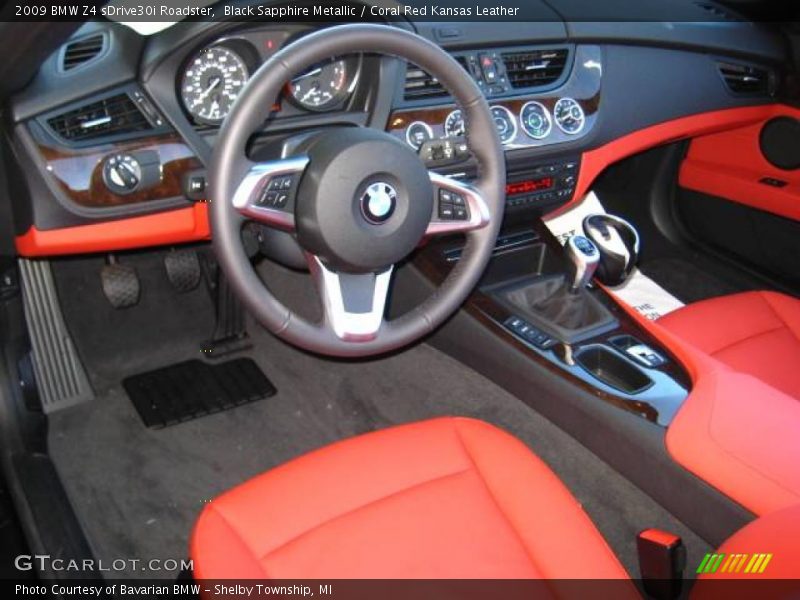 Black Sapphire Metallic / Coral Red Kansas Leather 2009 BMW Z4 sDrive30i Roadster
