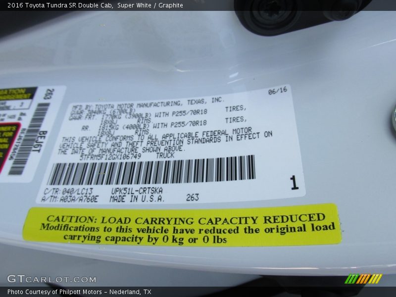 Super White / Graphite 2016 Toyota Tundra SR Double Cab