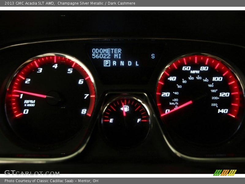 Champagne Silver Metallic / Dark Cashmere 2013 GMC Acadia SLT AWD