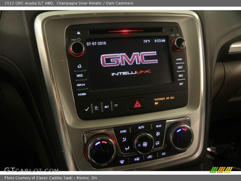 Champagne Silver Metallic / Dark Cashmere 2013 GMC Acadia SLT AWD