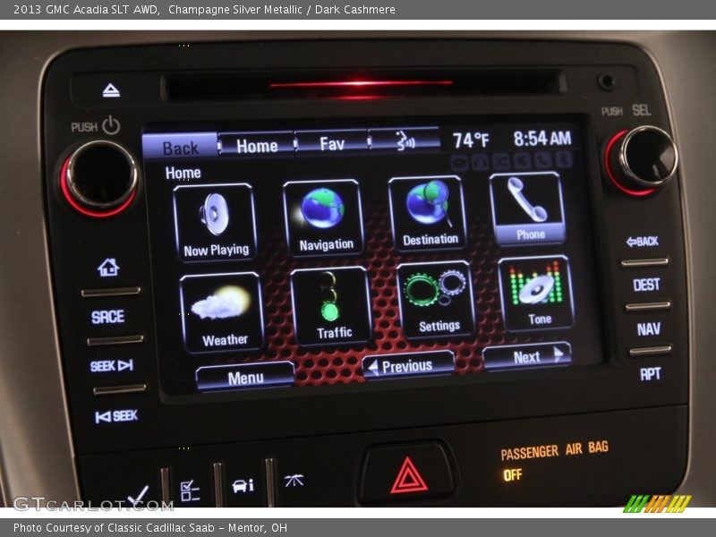 Champagne Silver Metallic / Dark Cashmere 2013 GMC Acadia SLT AWD
