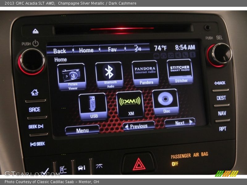 Champagne Silver Metallic / Dark Cashmere 2013 GMC Acadia SLT AWD