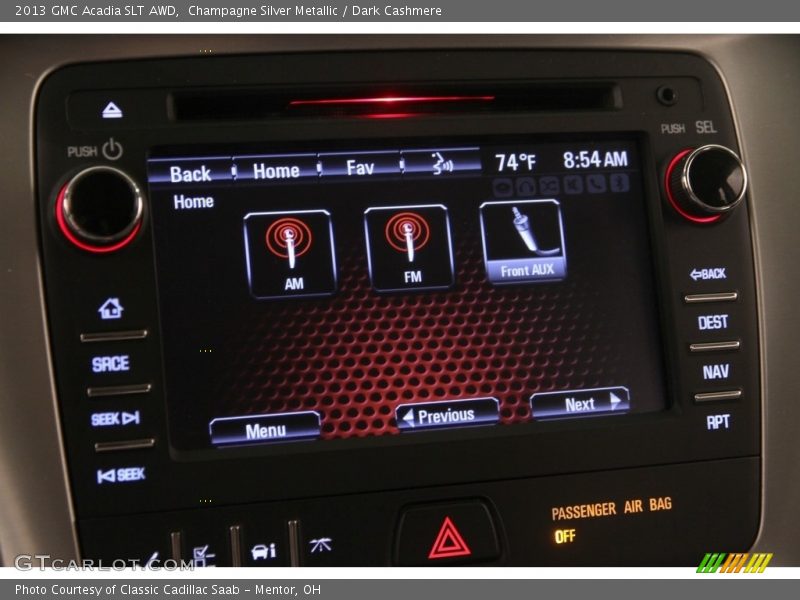 Champagne Silver Metallic / Dark Cashmere 2013 GMC Acadia SLT AWD