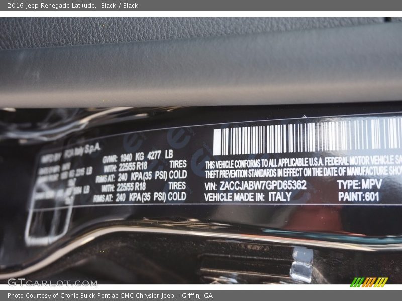 Black / Black 2016 Jeep Renegade Latitude