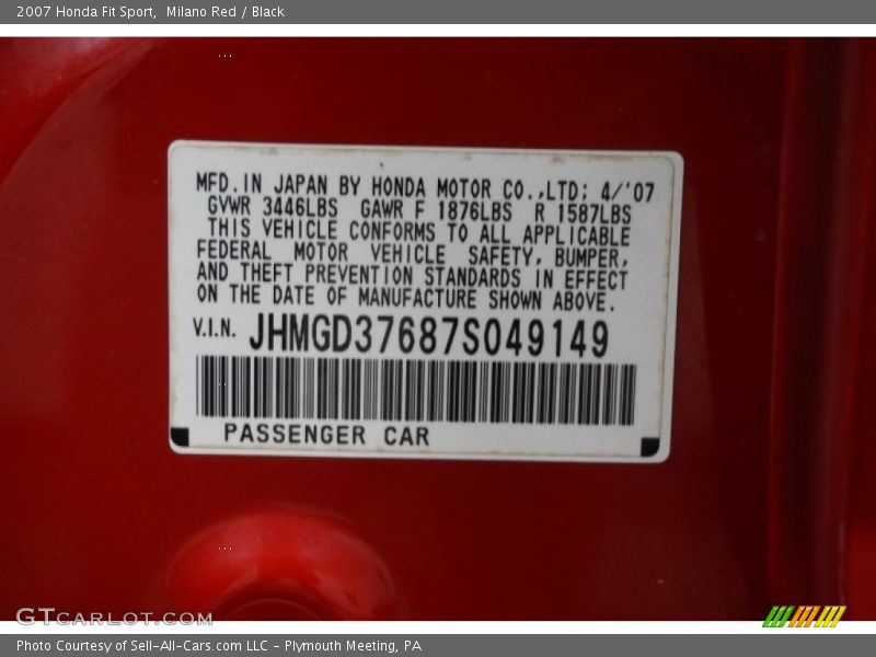 Milano Red / Black 2007 Honda Fit Sport