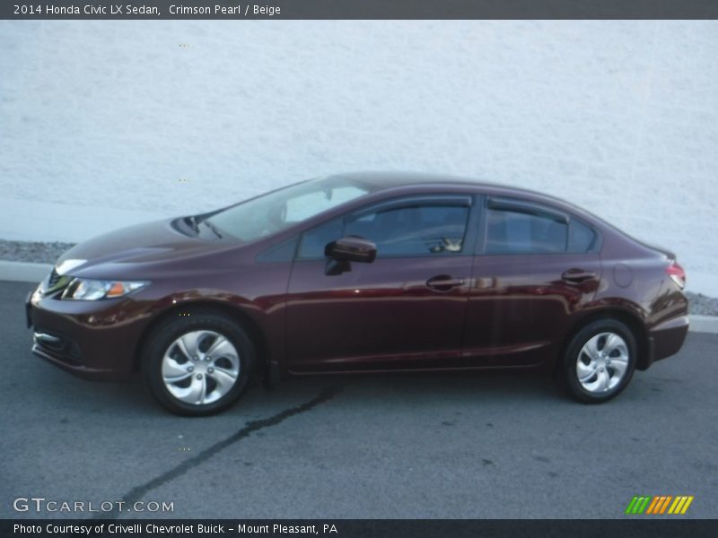 Crimson Pearl / Beige 2014 Honda Civic LX Sedan