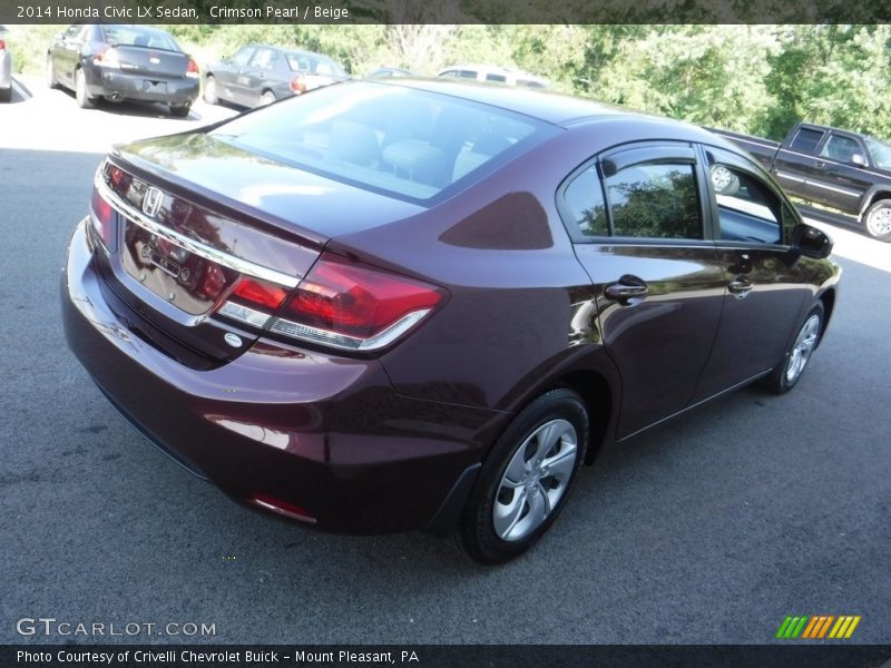 Crimson Pearl / Beige 2014 Honda Civic LX Sedan