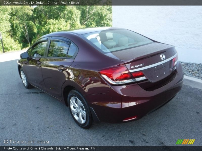Crimson Pearl / Beige 2014 Honda Civic LX Sedan