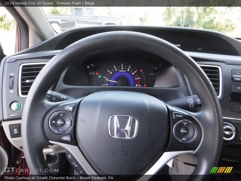 Crimson Pearl / Beige 2014 Honda Civic LX Sedan