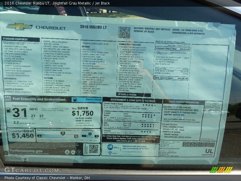 Nightfall Gray Metallic / Jet Black 2016 Chevrolet Malibu LT