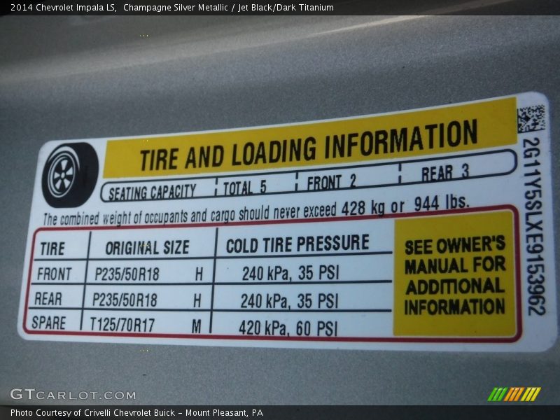 Champagne Silver Metallic / Jet Black/Dark Titanium 2014 Chevrolet Impala LS
