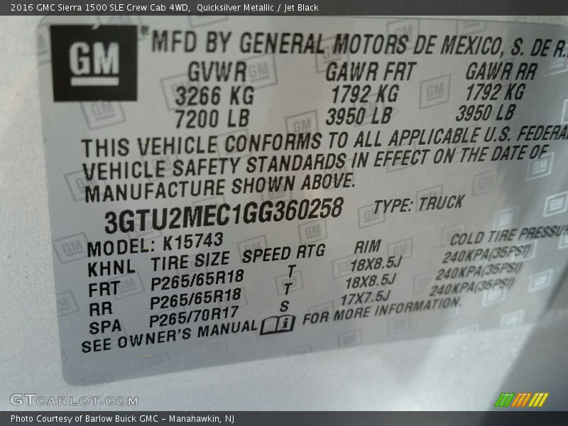 Quicksilver Metallic / Jet Black 2016 GMC Sierra 1500 SLE Crew Cab 4WD