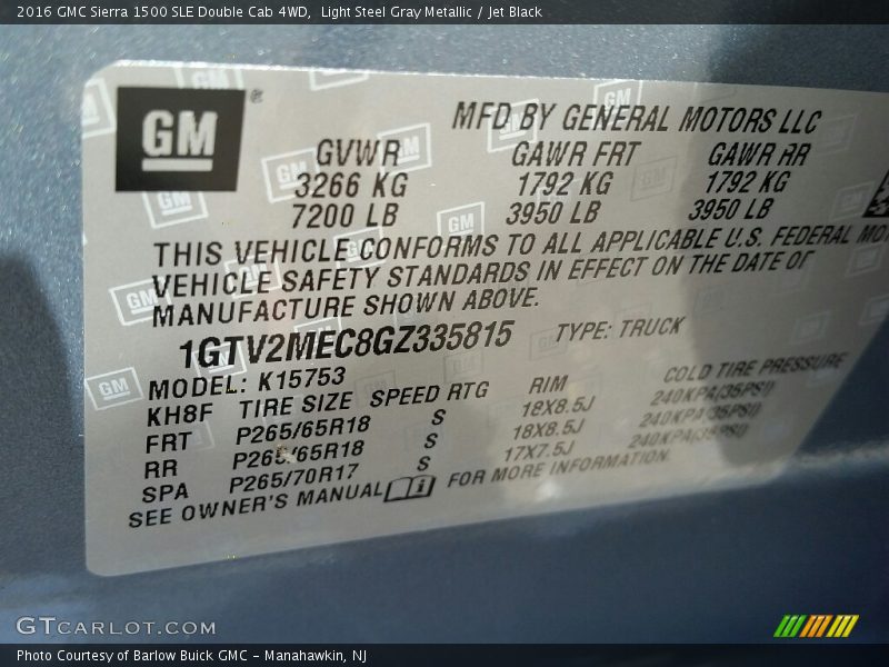 Light Steel Gray Metallic / Jet Black 2016 GMC Sierra 1500 SLE Double Cab 4WD