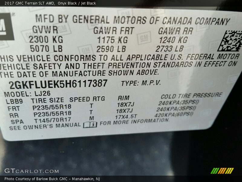 Onyx Black / Jet Black 2017 GMC Terrain SLT AWD
