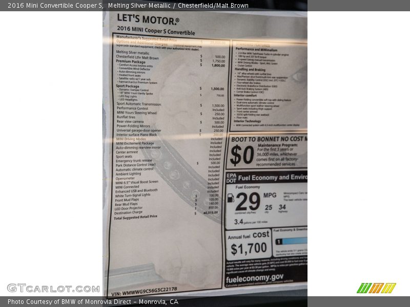 Melting Silver Metallic / Chesterfield/Malt Brown 2016 Mini Convertible Cooper S