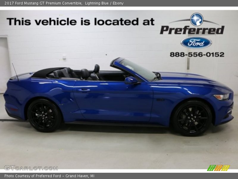 Lightning Blue / Ebony 2017 Ford Mustang GT Premium Convertible