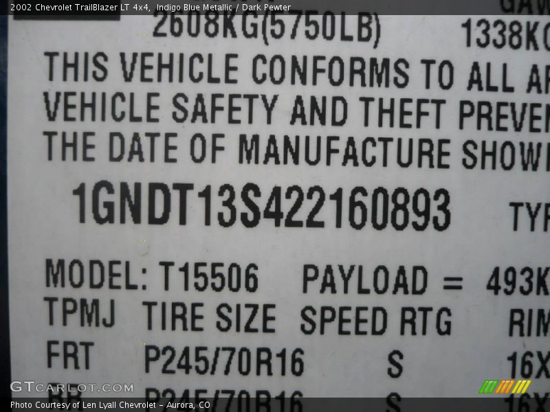 Indigo Blue Metallic / Dark Pewter 2002 Chevrolet TrailBlazer LT 4x4