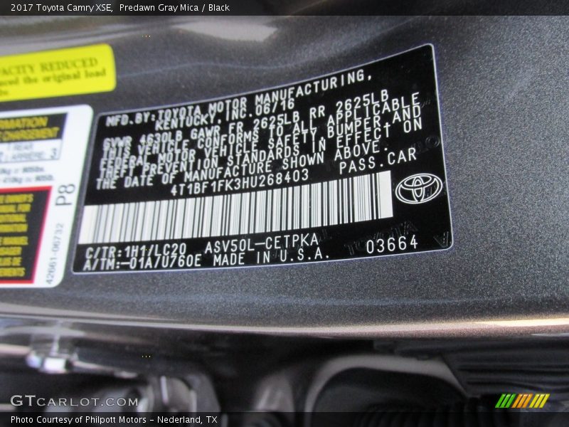 Predawn Gray Mica / Black 2017 Toyota Camry XSE