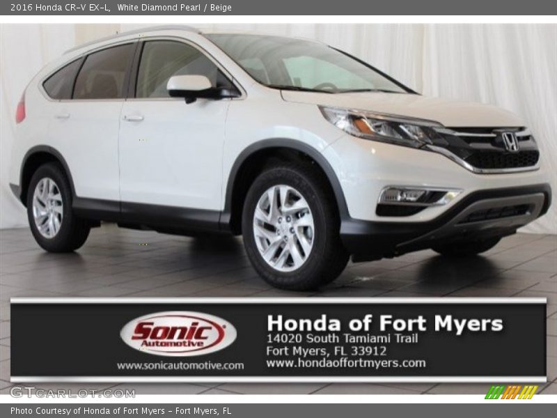 White Diamond Pearl / Beige 2016 Honda CR-V EX-L