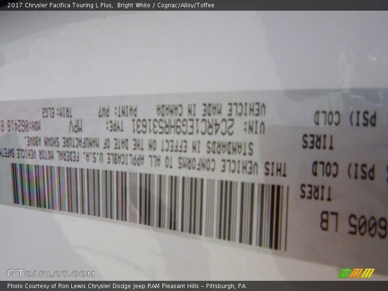 Bright White / Cognac/Alloy/Toffee 2017 Chrysler Pacifica Touring L Plus