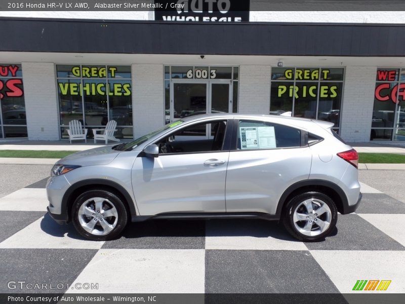 Alabaster Silver Metallic / Gray 2016 Honda HR-V LX AWD