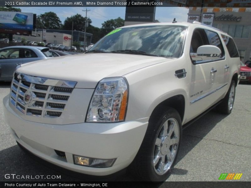 White Diamond Tricoat / Cashmere/Cocoa 2011 Cadillac Escalade ESV Premium AWD