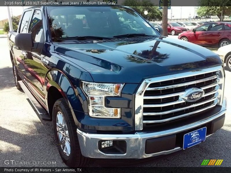 Blue Jeans / Medium Earth Gray 2016 Ford F150 XLT SuperCrew